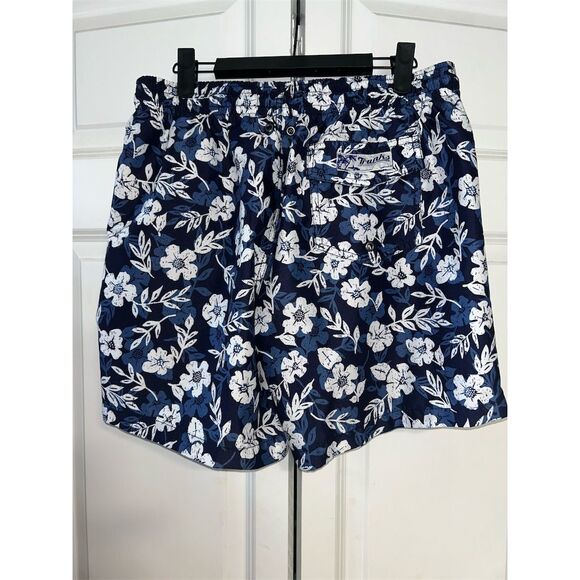 Trunks Men's Hibiscus Floral Swim Shorts Blue Size M - Picture 6 of 8